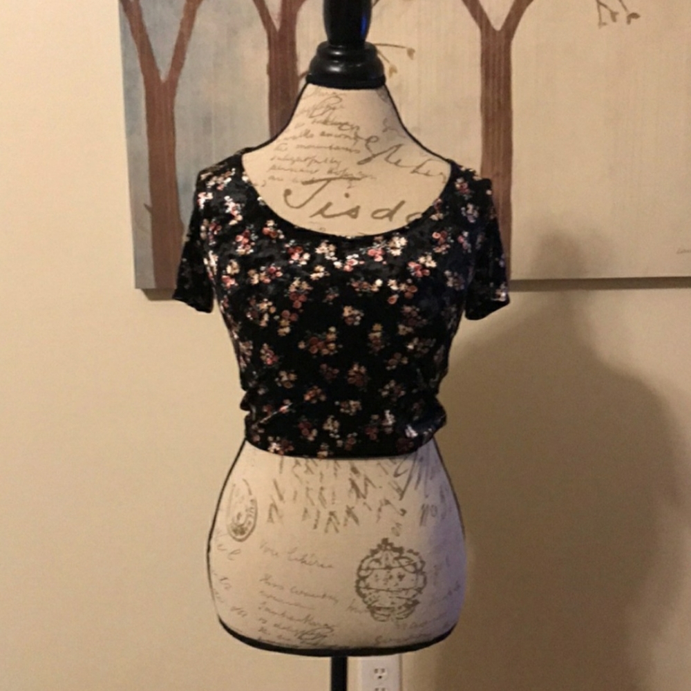 Velvet Floral Crop Top